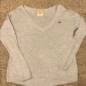Hollister Co Grey Knit V-Neck Sweater